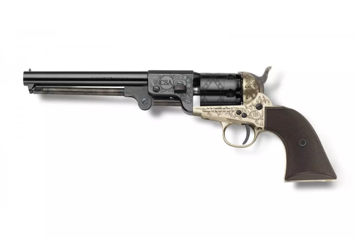 Révolver poudre noire Pietta 1851 Colt Navy Confederate Commemo CSA gravé laiton calibre 44 