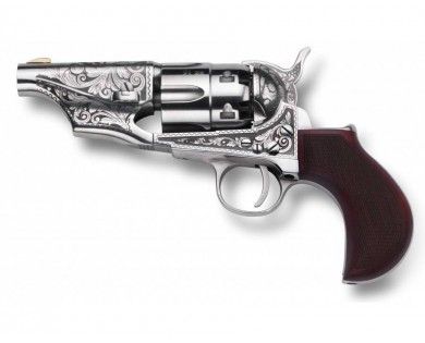Révolver poudre noire Pietta 1860 Colt Saloon Thunderer nickelé gravé acier calibre 44 