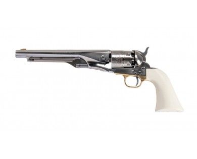 Révolver poudre noire Pietta 1860 Army Old Silver ivoirine acier calibre 44 