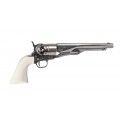 Révolver poudre noire Pietta 1860 Army Old Silver ivoirine bande acier calibre 44 