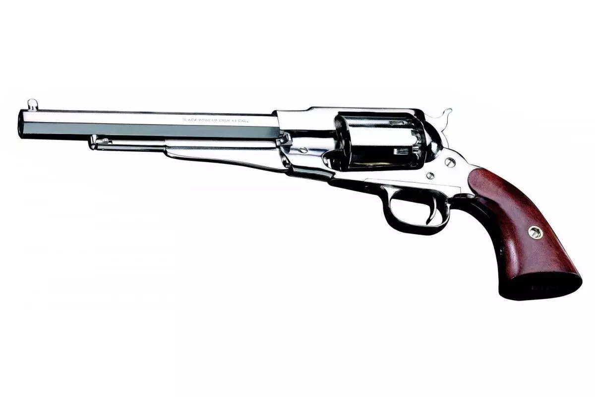 Révolver poudre noire Pietta 1858 Remington acier nickelé calibre 36 