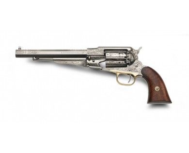 Révolver poudre noire Pietta 1858 Remington Nickelé de luxe gravé laiton calibre 44 