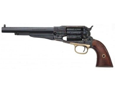 Révolver poudre noire Pietta 1858 Remington New Model Army acier jaspé gravé calibre 44 
