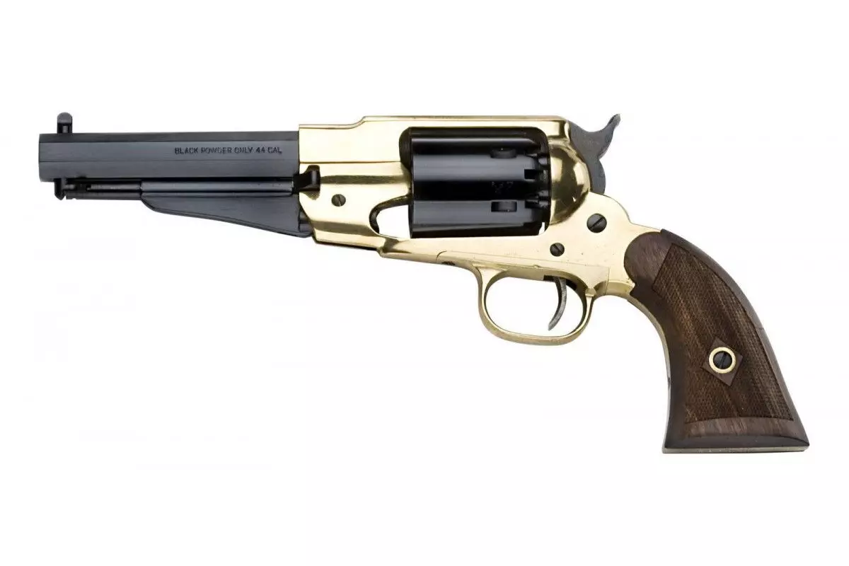 Révolver poudre noire Pietta 1858 Remington Sheriff Quadrillé laiton calibre 44 