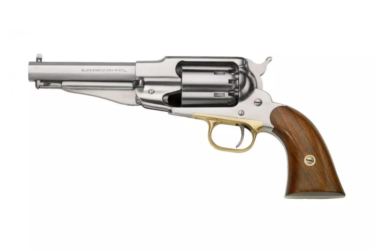 Révolver poudre noire Pietta 1858 Remington New Model Army Sheriff Inox acier calibre 44 