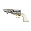 Révolver poudre noire Pietta 1851 Colt Navy Yank Old Silver Captain Schaeffer édition limitée acier calibre 44 