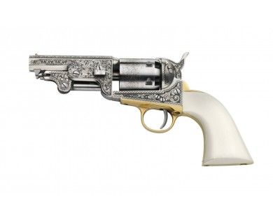 Révolver poudre noire Pietta 1851 Colt Navy Yank Old Silver Captain Schaeffer édition limitée acier calibre 44 