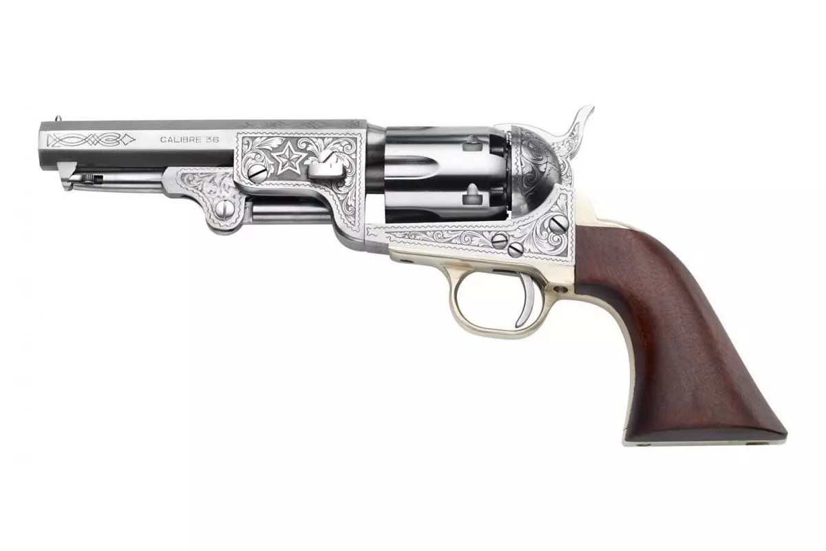 Révolver poudre noire Pietta 1851 Navy Yank Sheriff US Marshal acier calibre 36 