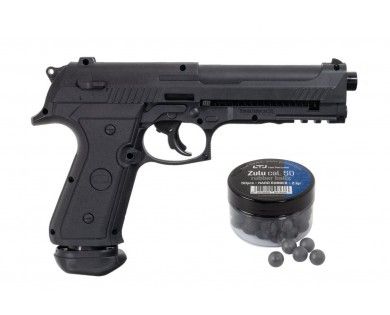 Pack pistolet CO2 LTL Alfa 1.50 calibre .50 + billes caoutchouc (x50) 