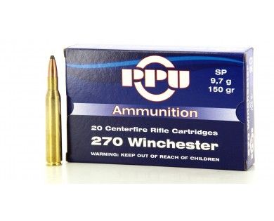 Munitions PPU calibre 270 Winchester SP 150 grains 