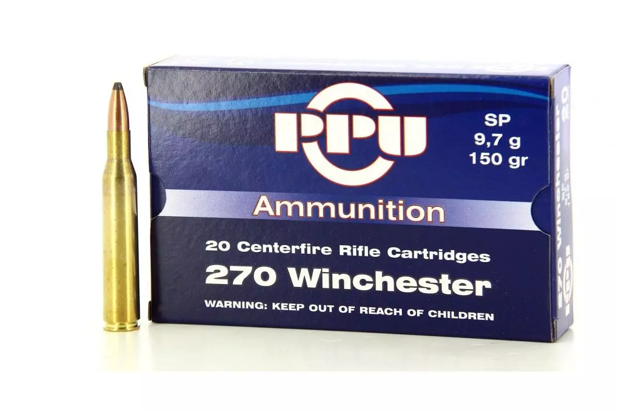 Munitions PPU calibre 270 Winchester SP 150 grains 