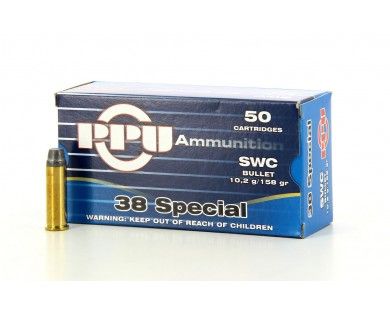 Munitions PPU calibre 38 Special SWC 158 grains 