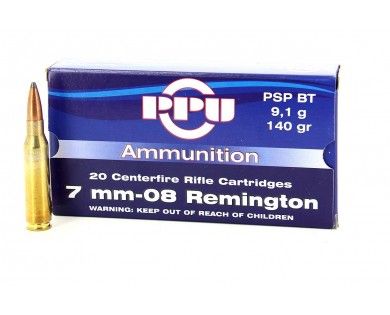 Munitions PPU calibre 7-08 Rem PSP BT 140 grains 