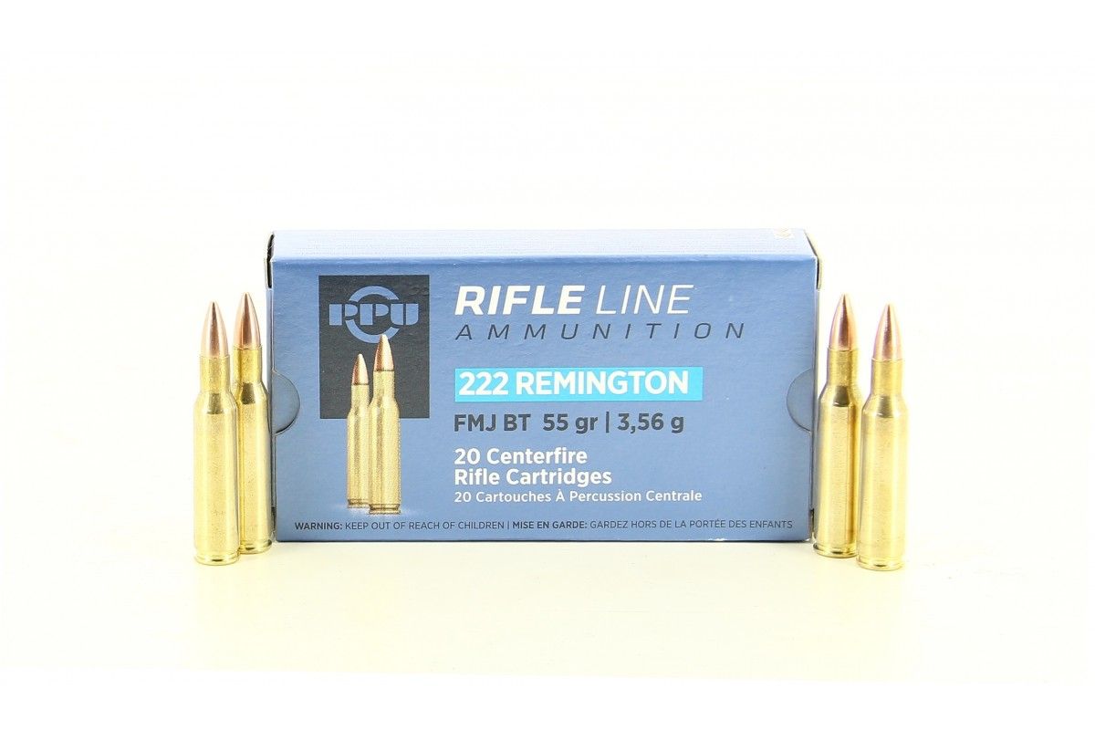 Munitions PPU 222 Remington FMJ BT 55 Gr– 3.56 G Munitions PPU 222 Remington FMJ BT 55 Gr– 3.56 G