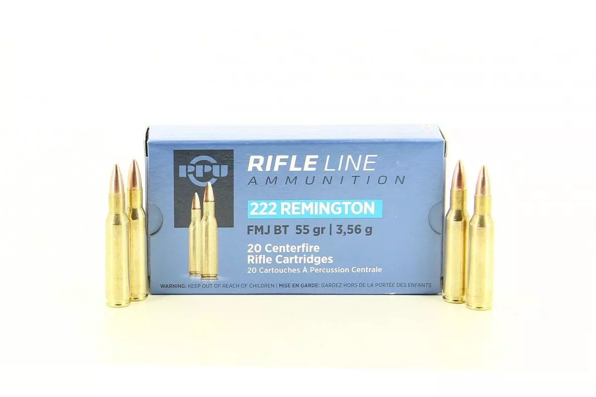 Munitions PPU 222 Remington FMJ BT 55 Gr– 3.56 G 