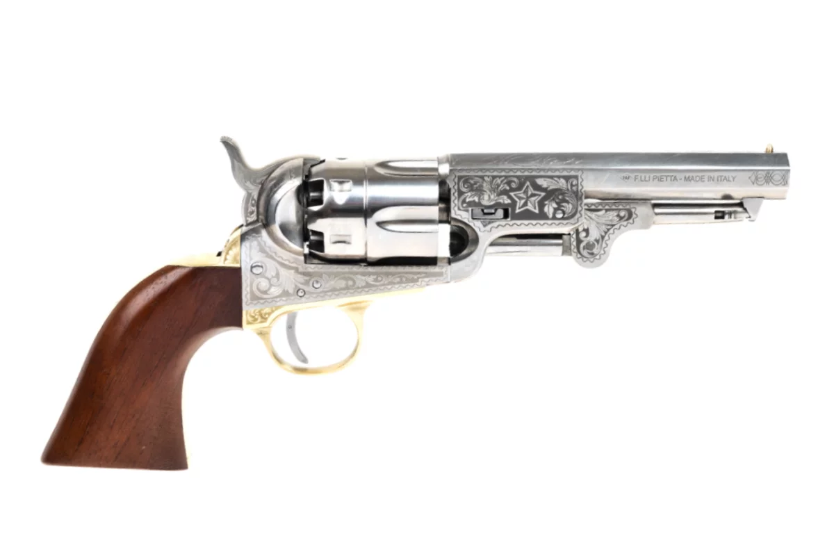 Révolver poudre noire Pietta 1851 Navy Yank Sheriff US Marshal acier calibre 44 
