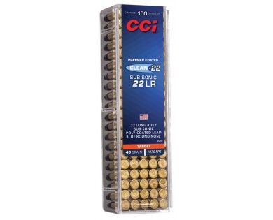 Munition 22Lr CCI Clean-22 Subsonic Revêtement Polymère Boite de 100 