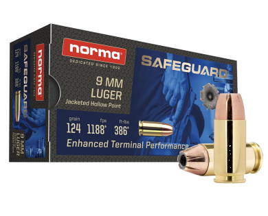 Munitions NORMA Safeguard calibre 9x19 JHP 124 grains NORMA 1 - PS Type 