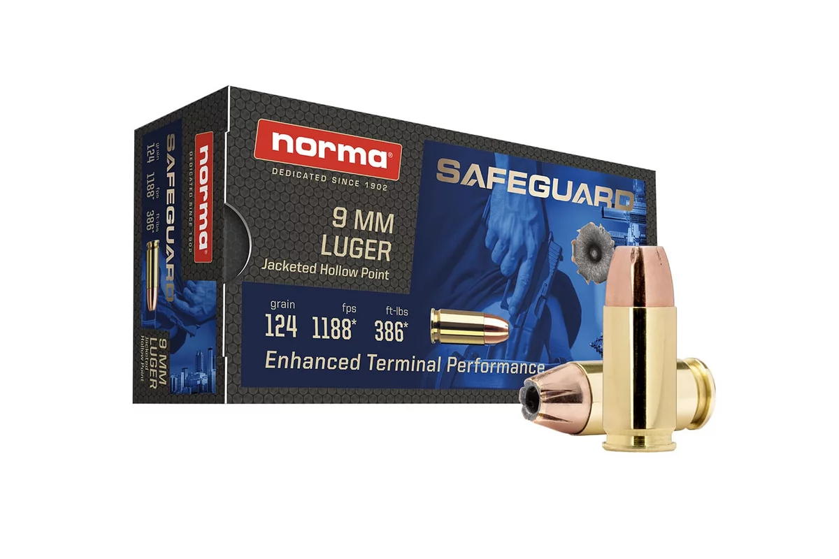 Munitions NORMA Safeguard calibre 9x19 JHP 124 grains NORMA 1 - PS Type 