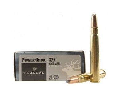 Cartouches Federal 375 H&H Mag 270 grains Power Shok 375A 