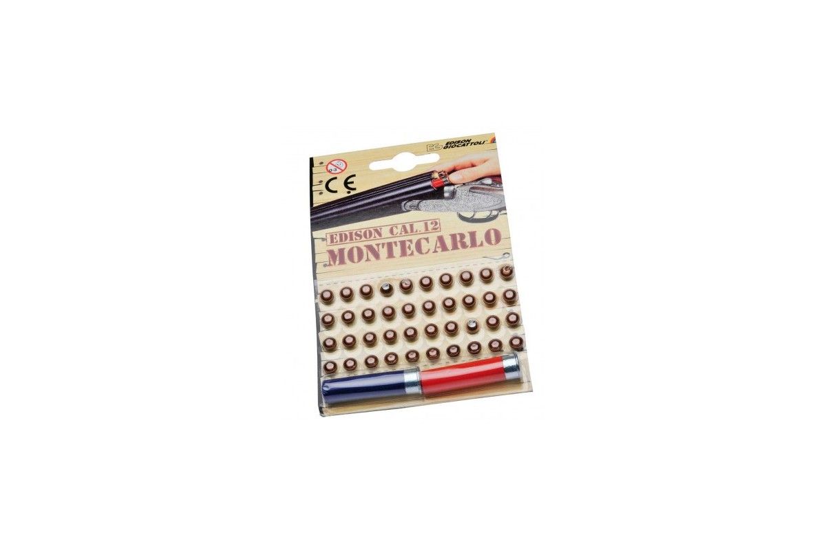 Pack 2 cartouches + 40 amorces pour fusil EDISON Cal.12 Enfant Pack 2 cartouches + 40 amorces pour fusil EDISON Cal.12 Enfant