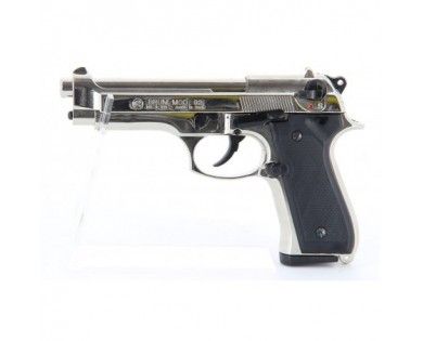 Pistolet BRUNI M92 nickelé à blanc 9mm 