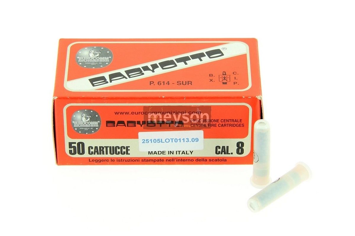 Cartouches BABYOTTO Percussion Centrale cal. 8mm Plomb N°9 Cartouches BABYOTTO Percussion Centrale cal. 8mm Plomb N°9