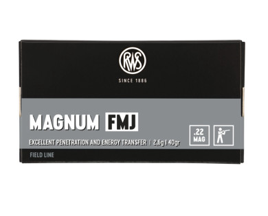 Munitions RWS 22 MAG Magnum FMJ 40 gr FIELD LINE avis, carac...