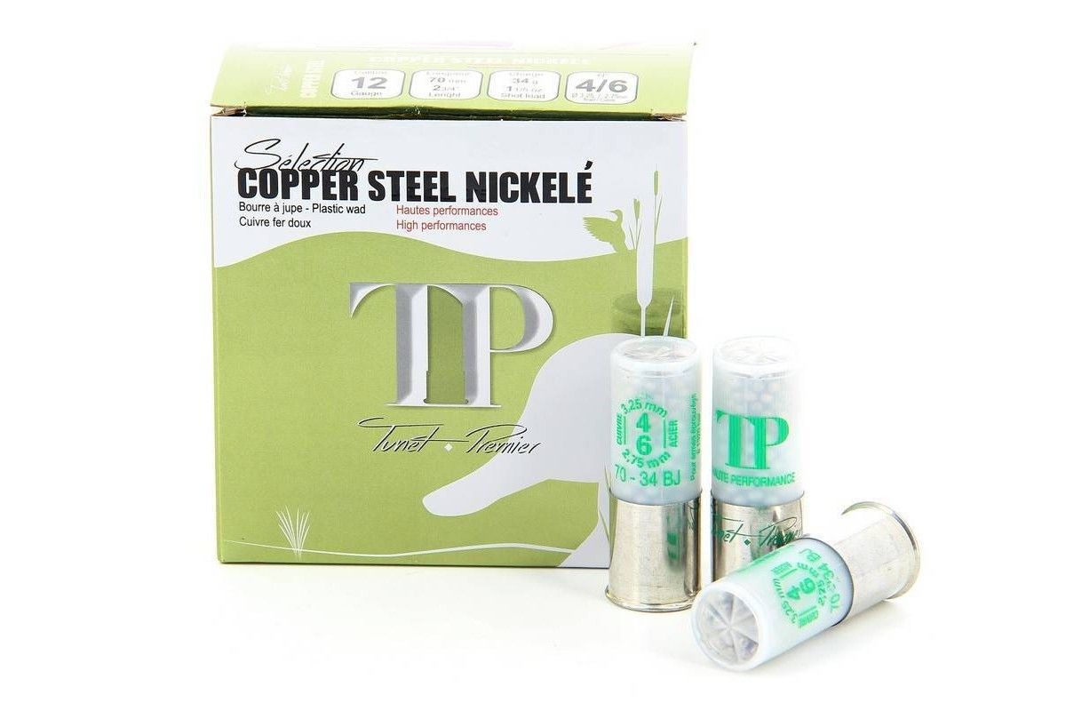 Cartouches Tunet Premier Copper Steel Nickelé calibre 12/70 Cartouches Tunet Premier Copper Steel Nickelé calibre 12/70