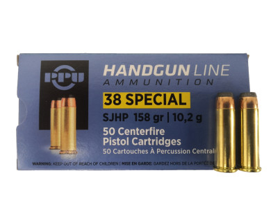 Munitions PPU calibre 38 Special SJHP 158 grains
