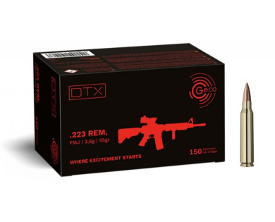 Boîte de 150 cartouches Geco 223 Remington FMJ DTX 55 GRS