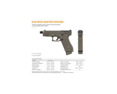 Pistolet GLOCK 45 HUNTER MOS Fileté OD Green Calibre 9x19