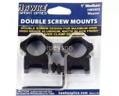 Montage à colliers Hawke double vis 21 mm / 25,4mm medium 