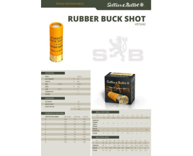 Munitions Sellier & Bellot Calibre 12/67 CHEVROTINE 9 GRAINS Caoutchouc - Boite de 25