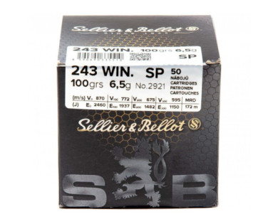 Munitions Sellier & Bellot Calibre 243 WINCHESTER 100 Grs...