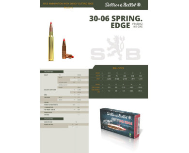 Munitions Sellier & Bellot Calibre 30-06 SPRINGFIELD 165 Grs TXRG - Boite de 20