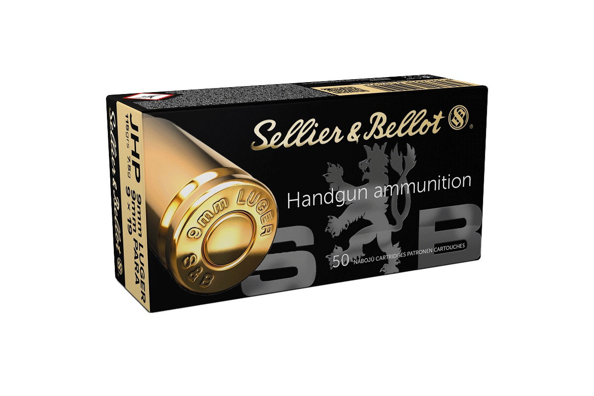 Munitions Sellier & Bellot Calibre 9X19 115 Grs JHP - Boite de 50