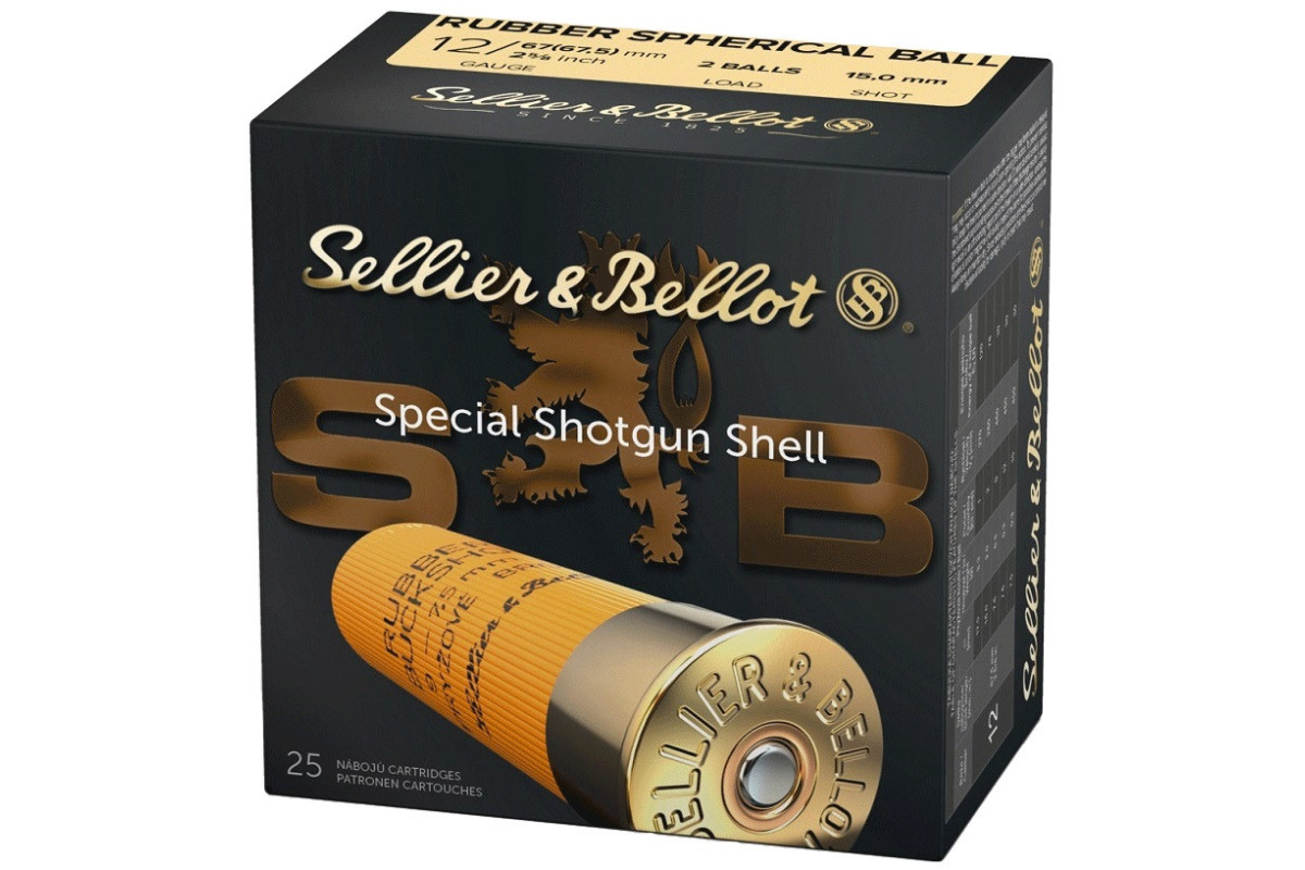 Munitions Sellier & Bellot Calibre 12/67 2 BALLES RONDE Caoutchouc - Boite de 25 Munitions Sellier & Bellot Calibre 12/67 2 BALLES RONDE Caoutchouc - Boite de 25