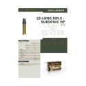 Munitions Sellier & Bellot Calibre 22 LR 40 Grs SUBSONIC HP - Boite de 50