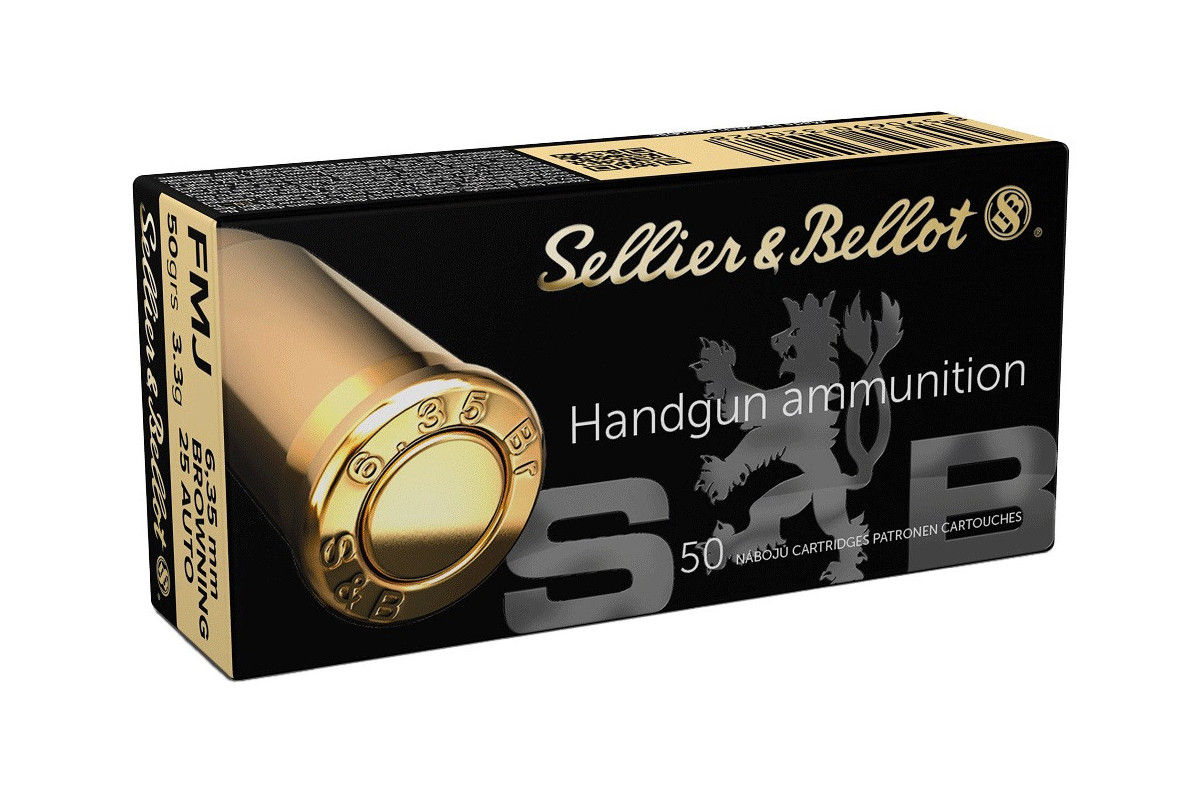 Munitions Sellier & Bellot Calibre 25 AUTO 50 Grs FMJ - Boite de 50 Munitions Sellier & Bellot Calibre 25 AUTO 50 Grs FMJ - Boite de 50