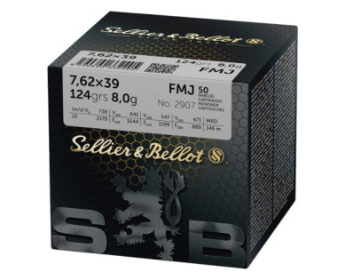 Munitions Sellier & Bellot Calibre 7.62X39 124 Grs FMJ -...