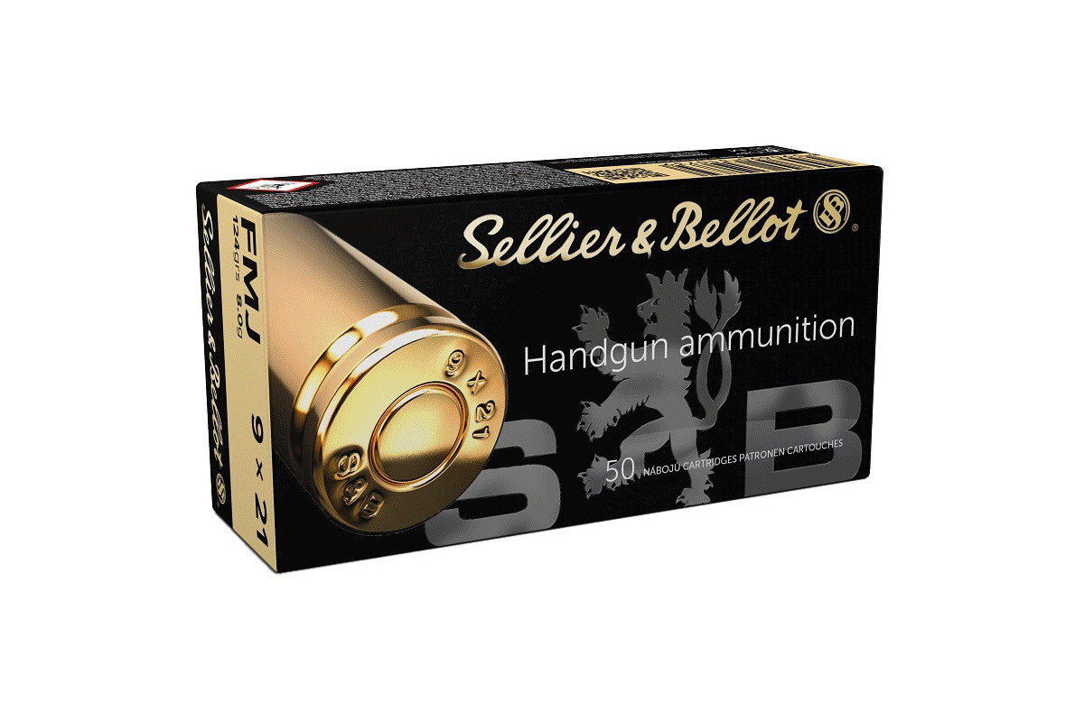 Munitions Sellier & Bellot Calibre 9X21 124 Grs FMJ - Boite de 50