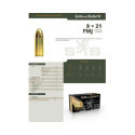 Munitions Sellier & Bellot Calibre 9X21 124 Grs FMJ - Boite de 50