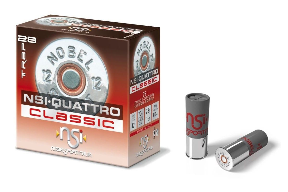 1 Boîte de 25 cartouches NSI QUATRO CLASSIC 28g - 7.5g 1 Boîte de 25 cartouches NSI QUATRO CLASSIC 28g - 7.5g