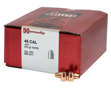 Boite de 500 ogives HORNADY Calibre 45 Diam.451 230 Grs HAP