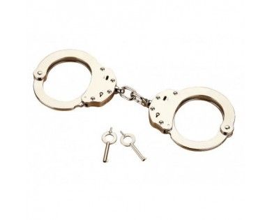 Menottes Police chromees double verrou à chaine 