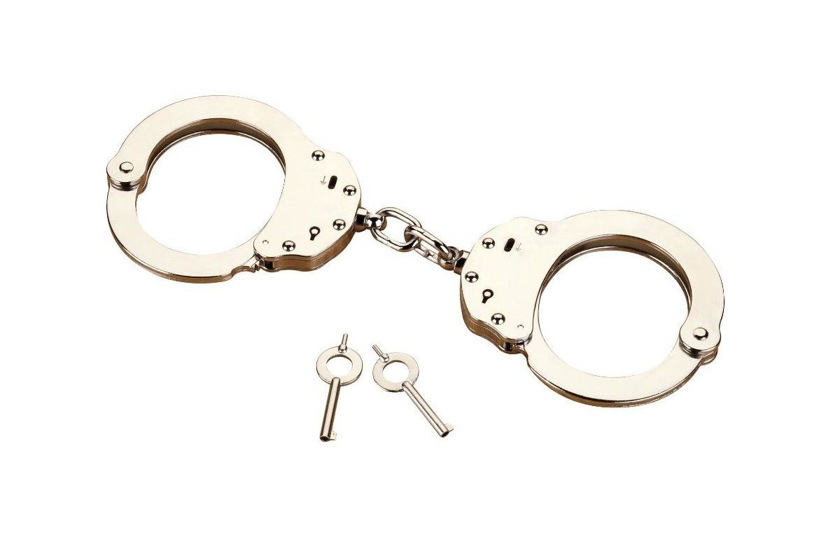 Menottes Police chromees double verrou à chaine 