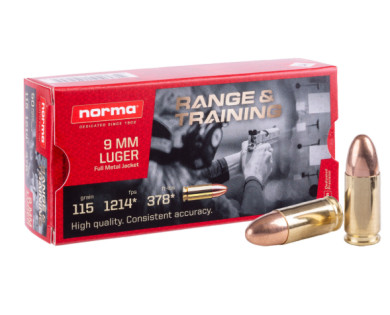 Munitions Norma Calibre 9x19 115 Grains - Boite de 50