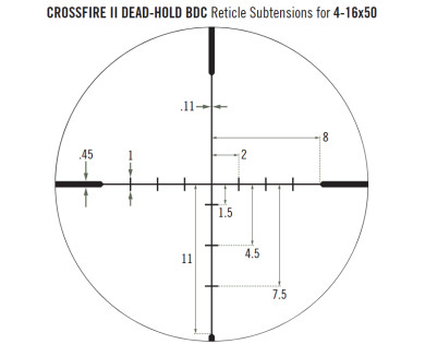 Lunette VORTEX Crossfire II 4-16x50 - réticule Dead Hold BDC SFP (MOA)