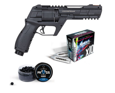 Pack revolver SNOWPEAK CP300 calibre .50 - 13 joules + capsules de CO2 + 100 billes caoutchouc